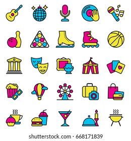 Set Of Shopping And Entertainment Icons. Vector Illustration