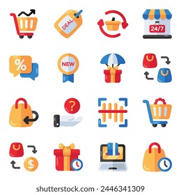 Set of Shopping Flat Icons 

