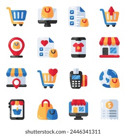 Set of Shopping Flat Icons 

