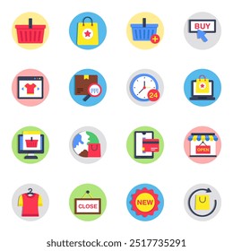Set of Shopping Flat Icons 

