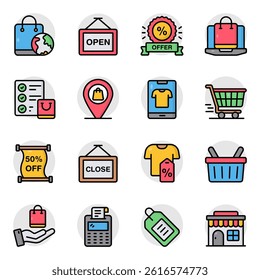 Set of Shopping Flat Icons