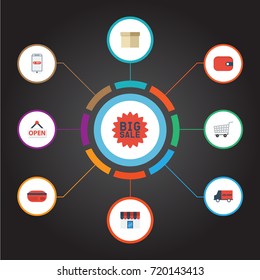 Set Of Shopping Flat Icons