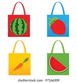 Set of shopping fruit bags vector illustration