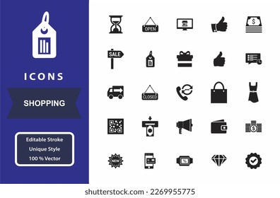 set shopping icon in black colour