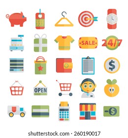 Set of shopping icons in flat design