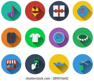 Set of shopping icons in flat design. EPS 10 vector illustration with transparency.