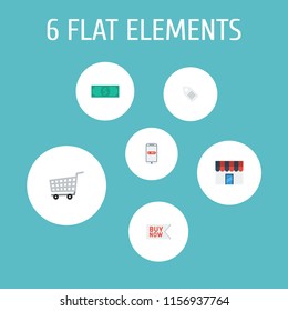 Set of shopping icons flat style symbols with shopping cart, price tag, store and other icons for your web mobile app logo design.