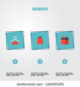 Set of shopping icons flat style symbols with gift, hanger, bag and other icons for your web mobile app logo design.