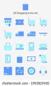 Set of shopping icons in flat style.
