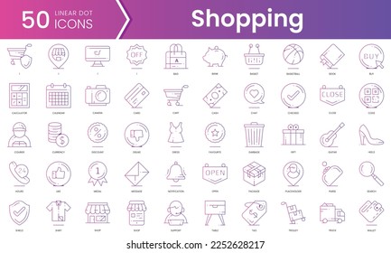 Set von Shopping-Icons. Gradient Stil Symbol-Paket. Vektorgrafik