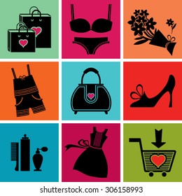 Set of shopping icons. For her. Vector illustration