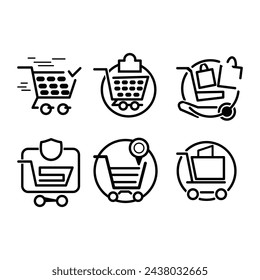 Conjunto de iconos de compras logotipo diseño plano.