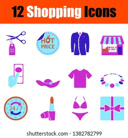 Set of Shopping Icons. Modern Color Stencil Design. Vector Illustration.