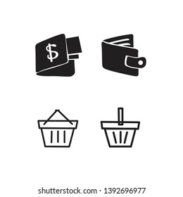 Set of shopping icons on a white background