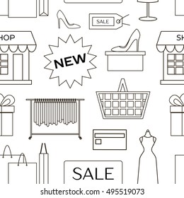 Set of shopping icons pattern