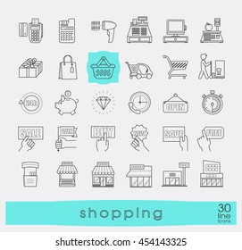 Set of shopping icons. Premium quality outline symbol collection. 