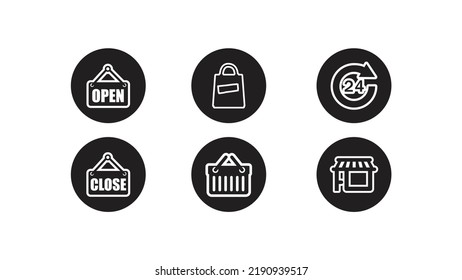 Set of shopping icons. Simple solid style for web template and app. Online store. Vector illustration isolated on white background.
