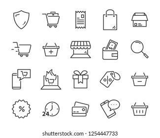 set of shopping icons, such as delivery, e-commerce, service, price, pay, sale