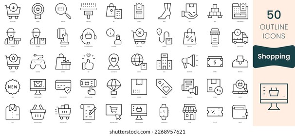 Set of shopping icons. Thin linear style icons Pack. Vector Illustration