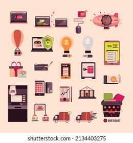 set of shopping icons vector