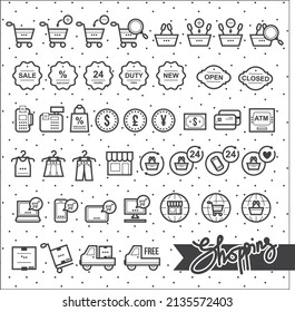set of shopping icons. vector
