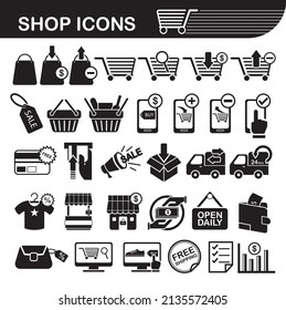 set of shopping icons. vector