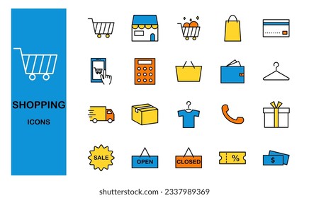 Set of shopping icons, vector illustration