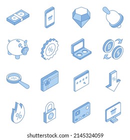 Set of Shopping Isometric Icons 

