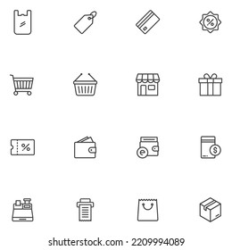 Set of Shopping Line Icon Vector