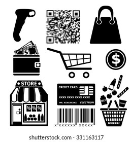 Set of shopping line vector icons