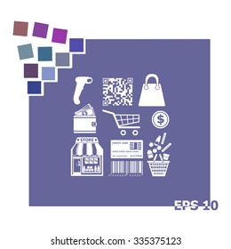 Set of shopping line vector icons