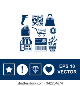 Set of shopping line vector icons