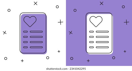 Set Shopping list icon isolated on white and purple background.  Vector