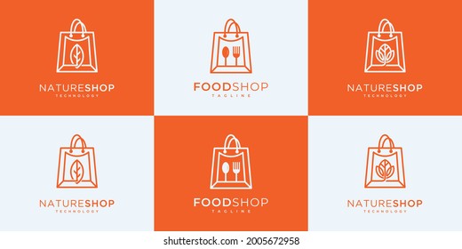 Colección de diseño de logotipo de compras.