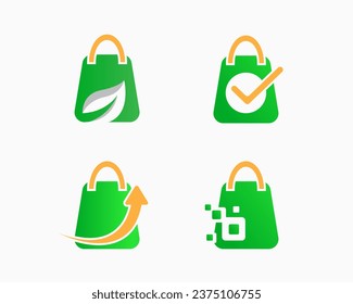Set-Shopping-Logo-Design-Vorlage. Taschengrafik-Vektorgrafik