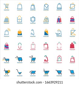 Set von Shopping Logo Illustration Design. Design-Vorlage für Online-Shop-Logos