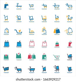 Set of Shopping Logo  Illustration Design. Online Shop Logo Design Template