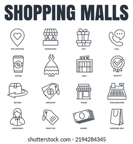 Set of Shopping malls icon logo vector illustration. Online supermarket pack symbol template for graphic and web design collection