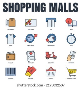 Set of Shopping malls icon logo vector illustration. Online supermarket pack symbol template for graphic and web design collection