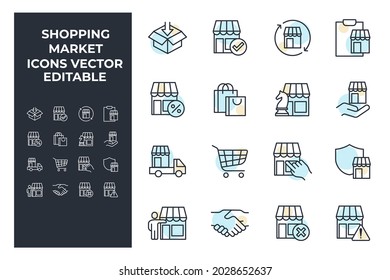 set of Shopping and Market elements symbol template for graphic and web design collection logo vector illustration