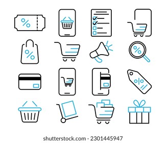 Set of Shopping and Market icon. Store pack symbol template for graphic and web design collection logo vector illustration