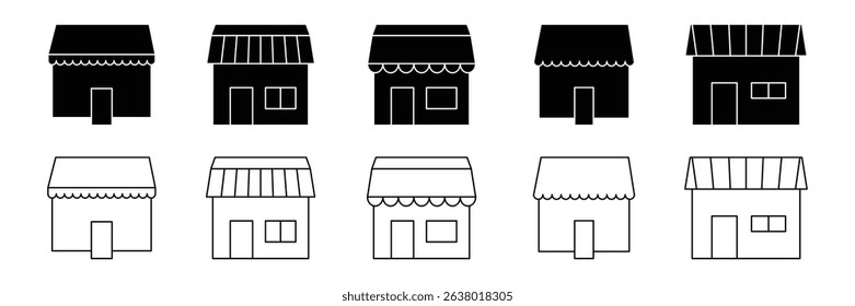 Set of shopping marketplace icon collection. Shop store symbol.