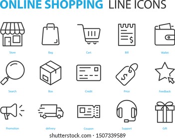 set of shopping online icons, sale, store, customer, bag, cart, ecommerce