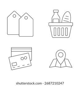 A set of shopping and payment icons.