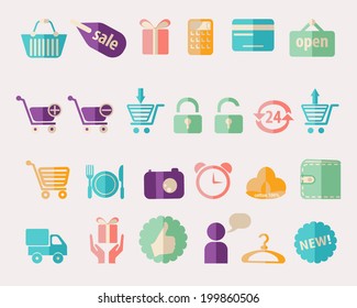 A set of Shopping related icons. Shopping Flat icons set 