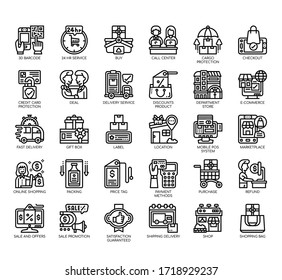 Set of shopping and retail thin line and pixel perfect icons for any web and app project. 