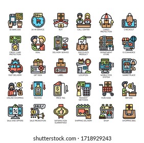Set of shopping and retail thin line and pixel perfect icons for any web and app project. 