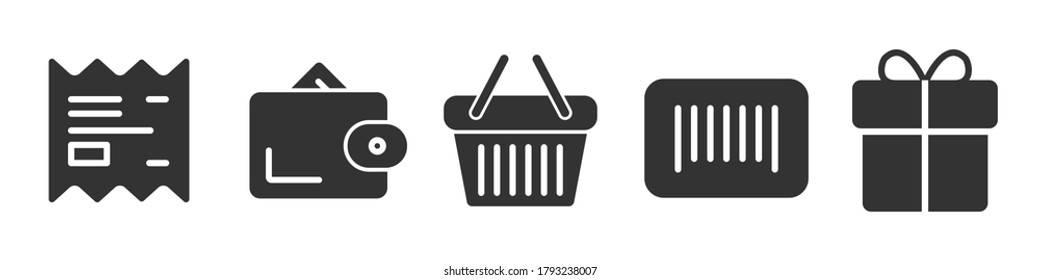 Set of shopping simple icons in black