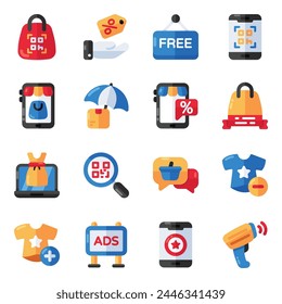 Set of Shopping and Spending Flat Icons

