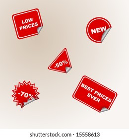 set of shopping stickers